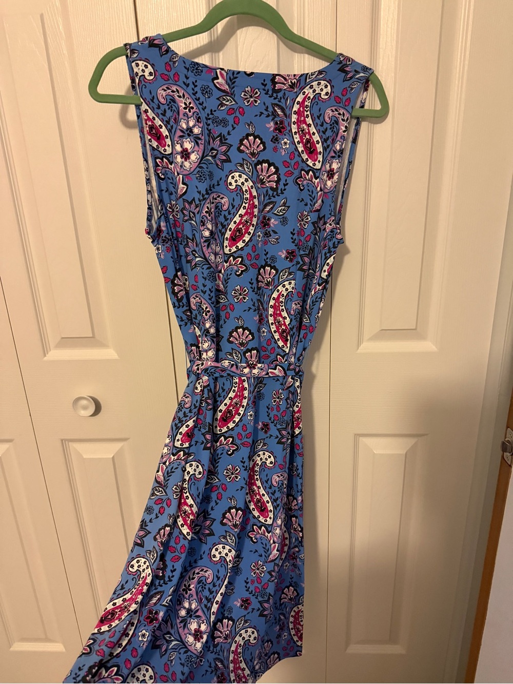 Talbots Blue Paisley Tie-Waist Sleeveless Dress - Picture 3 of 4